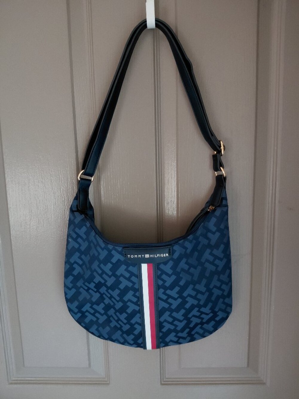 Tommy Hilfiger Blue Monogram Hobo Bag